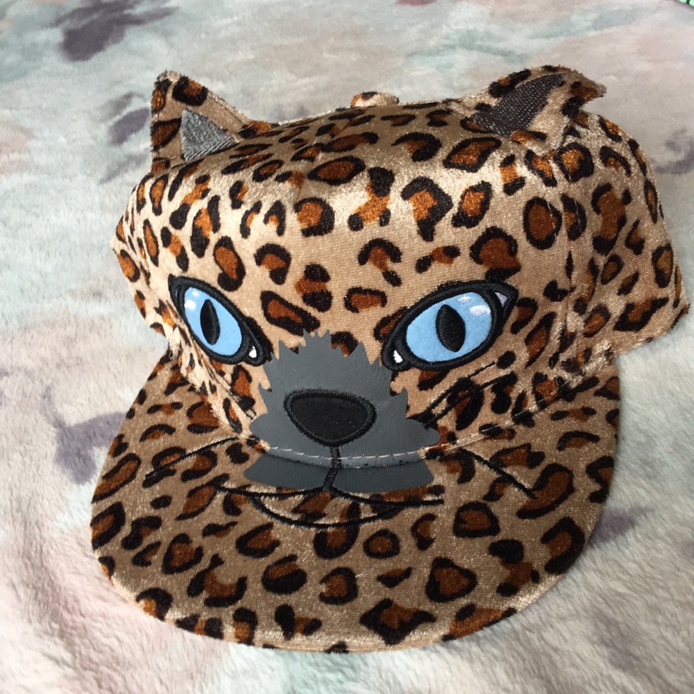 Leopard cat face with ears baseball cap snapback